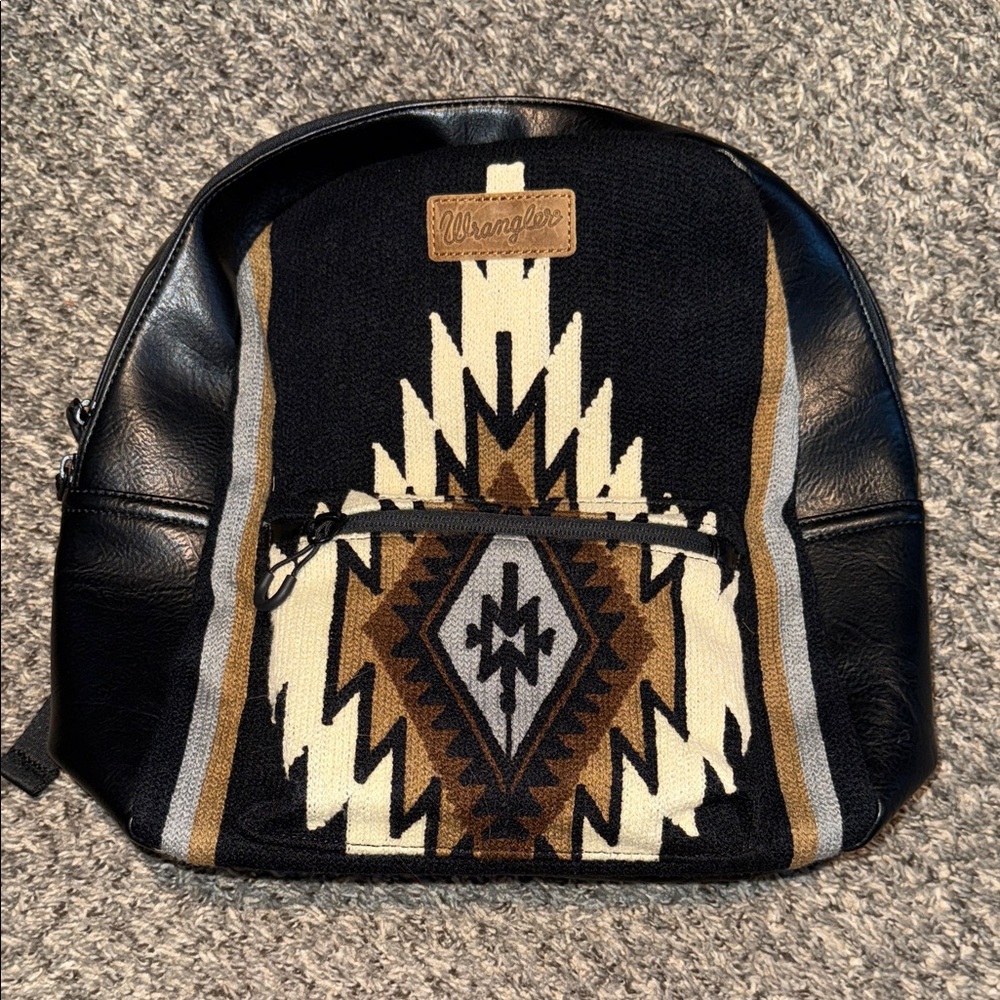 Wrangler Geometric Black and Brown Backpack
